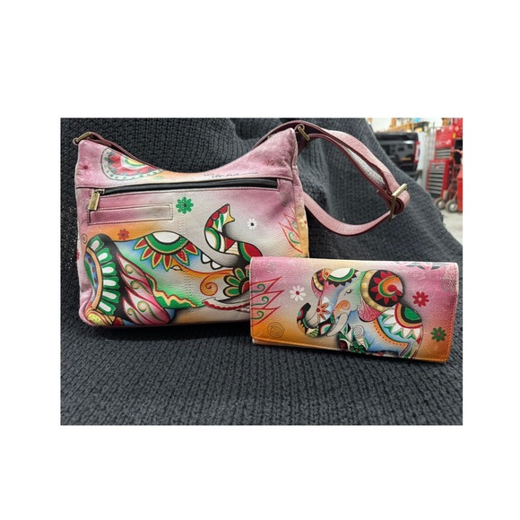 Anuschka Colorful Elephant Design Women's Bag - Picture 5 of 10